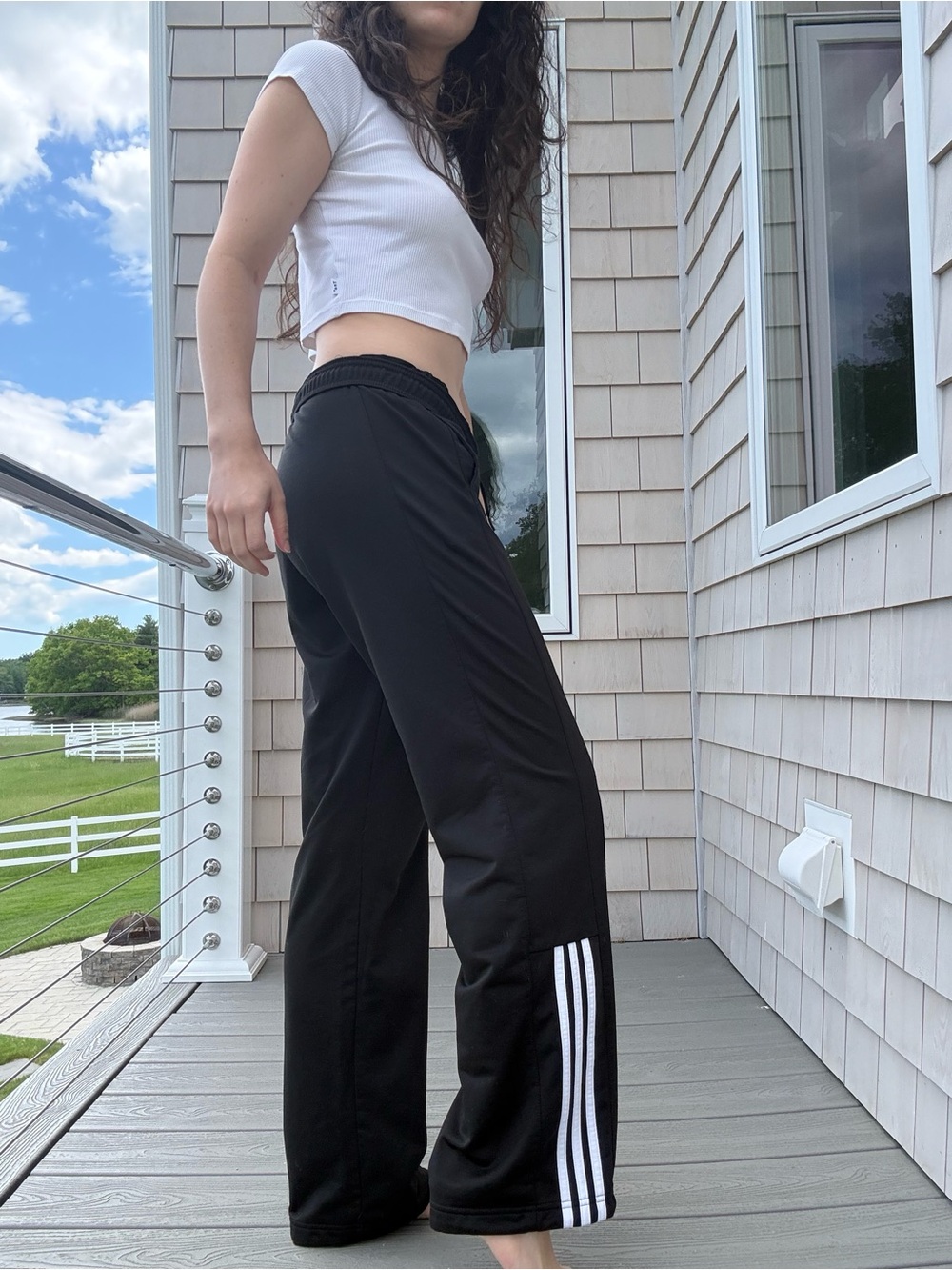 Adidas Iconic Classic Straight Leg Joggers with white stripe Y2K 90s Activewear